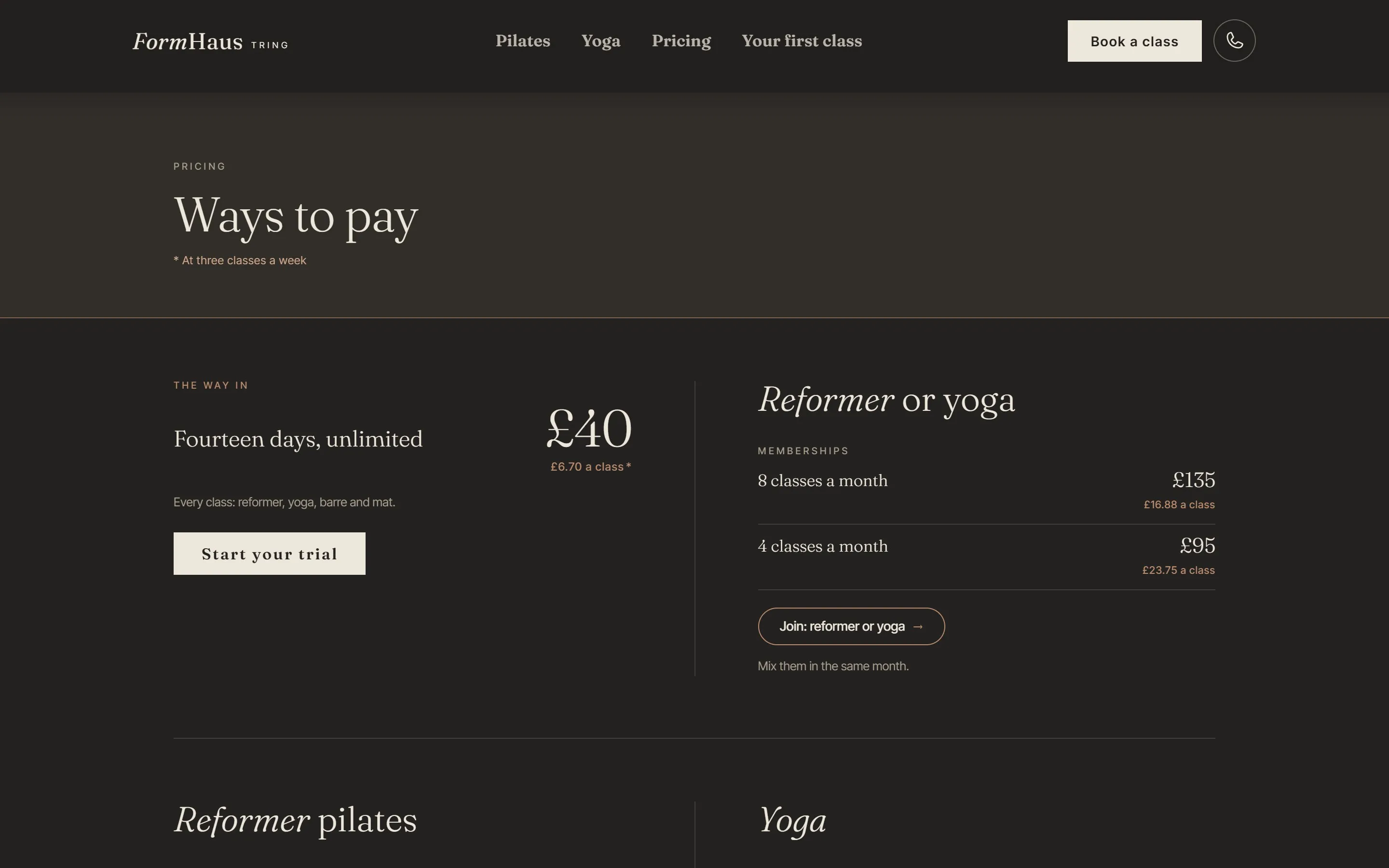 The FormHaus Pricing page on a laptop